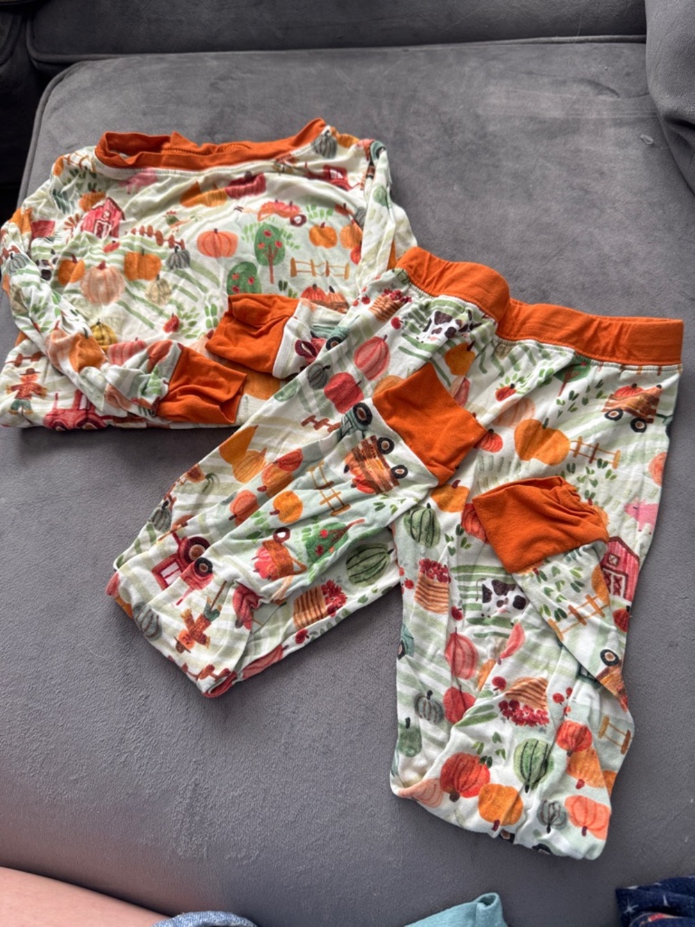 Lilly Sleepies Pumpkin Patch Pajama Set - Orange Trim